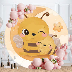 Aperturee - Moon Star And Little Bee Round Baby Shower Backdrop