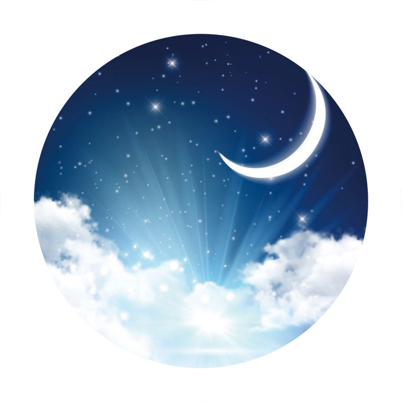 Aperturee - Moon Starry Sky Circle Happy Birthday Backdrop