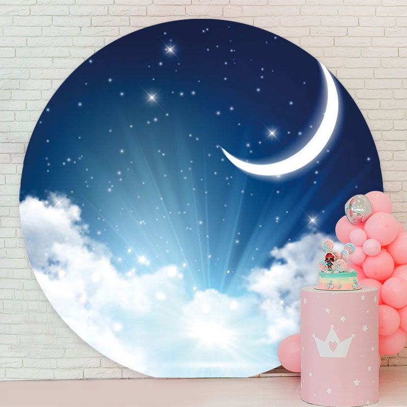 Aperturee - Moon Starry Sky Circle Happy Birthday Backdrop
