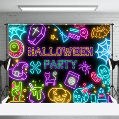 Aperturee - Multicolor Neon Pattern Halloween Party Backdrop