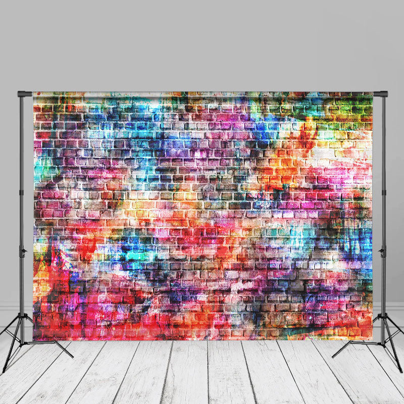 Aperturee - Multicolor Painting Brick Wall Photo Studio Backdrop