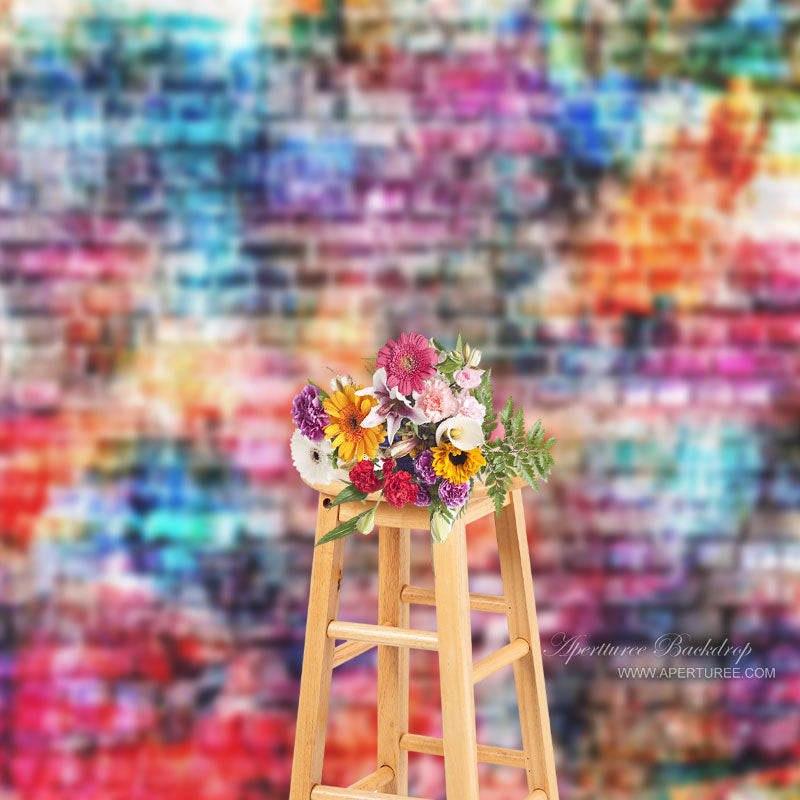 Aperturee - Multicolor Painting Brick Wall Photo Studio Backdrop
