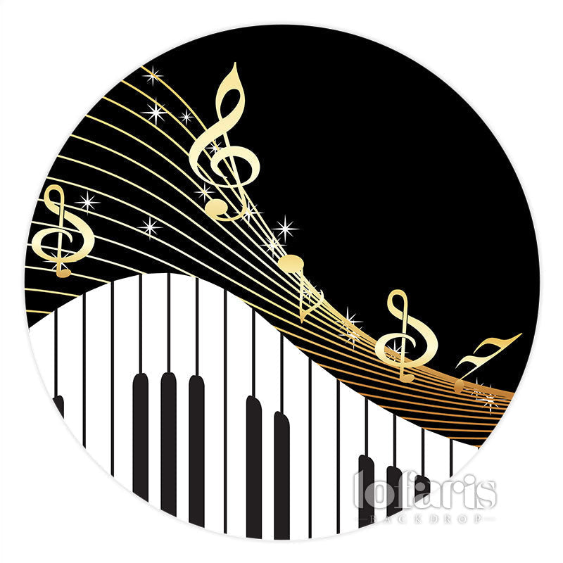 Aperturee Musical Notes Piano Theme Happy Birthday Round Backdrop
