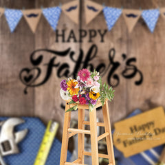 Aperturee - Mustache Tools Wooden Fathers Day Backdrop For Photo