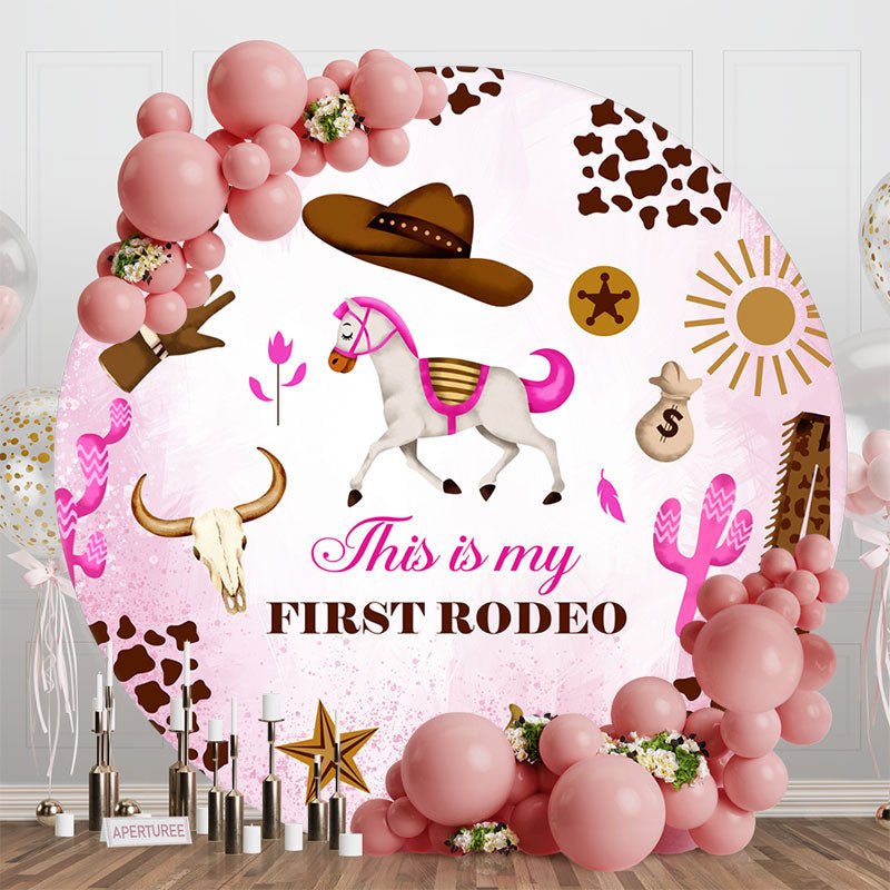 My First Rodeo Horse Round 1St Birthday Backdrop - Aperturee