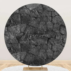 Aperturee - Natural Black Limestone Wall Round Birthday Backdrop
