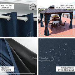 Aperturee - (7 Day Delivery) Navy Blue Waterproof Grommet Top Outdoor for Front Porch