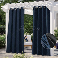 Aperturee - (7 Day Delivery) Navy Blue Waterproof Grommet Top Outdoor for Front Porch