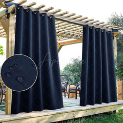 Aperturee - (7 Day Delivery) Navy Blue Waterproof Grommet Top Outdoor for Front Porch