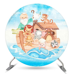 Aperturee - Noah Ark Cute Animals Blue Sea Birthday Backdrop Kit