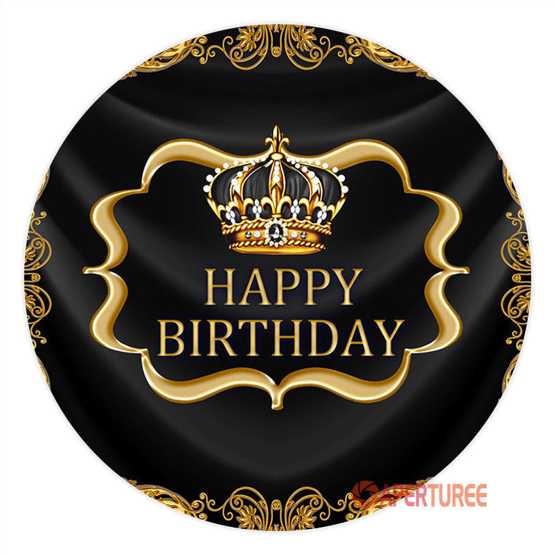 Aperturee - Noble Crown Circle Birthday Backdrop For Male
