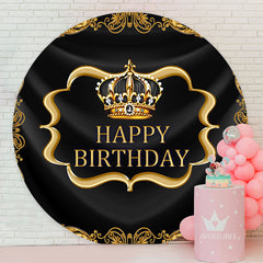 Aperturee - Noble Crown Circle Birthday Backdrop For Male