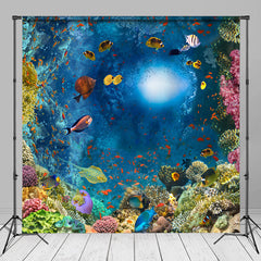 Aperturee - Ocean Landscape Colorful Fish Summer Backdrop Decor