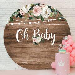 Aperturee - Oh Baby Flower Circle Baby Shower Backdrop For Party