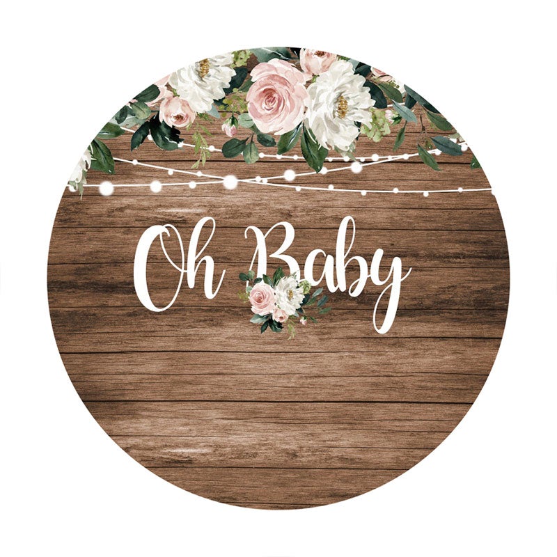 Aperturee - Oh Baby Flower Circle Baby Shower Backdrop For Party