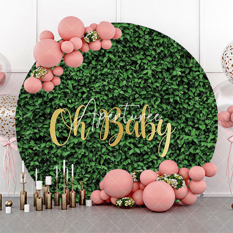 Aperturee - Oh Baby Spring Greenery Round Gender Reveal Backdrop