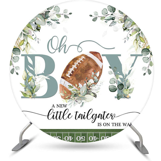 Aperturee - Oh Boy Little Tailgater Round Baby Shower Backdrop