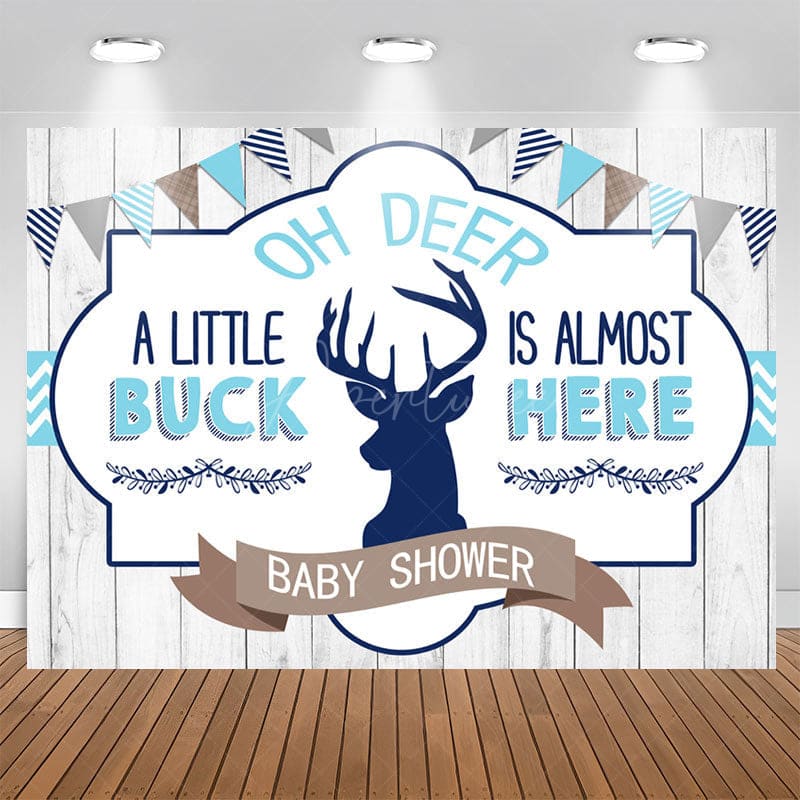 Aperturee - Oh Deer A Little Buck Is Almost Here Baby Shower Backdrop