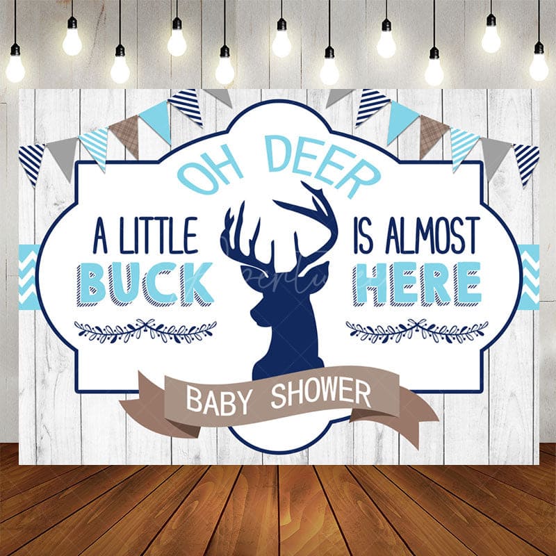 Aperturee - Oh Deer A Little Buck Is Almost Here Baby Shower Backdrop