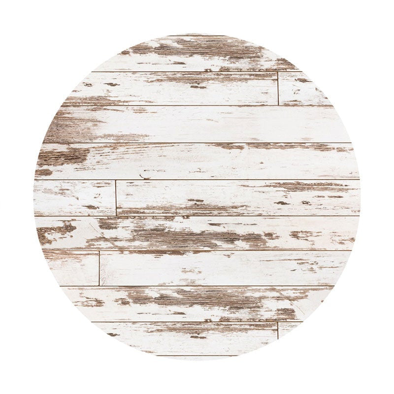 Aperturee - Old Ancient Grey Round Wood Birthday Backdrop