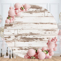 Aperturee - Old Ancient Grey Round Wood Birthday Backdrop