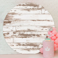 Aperturee - Old Ancient Grey Round Wood Birthday Backdrop