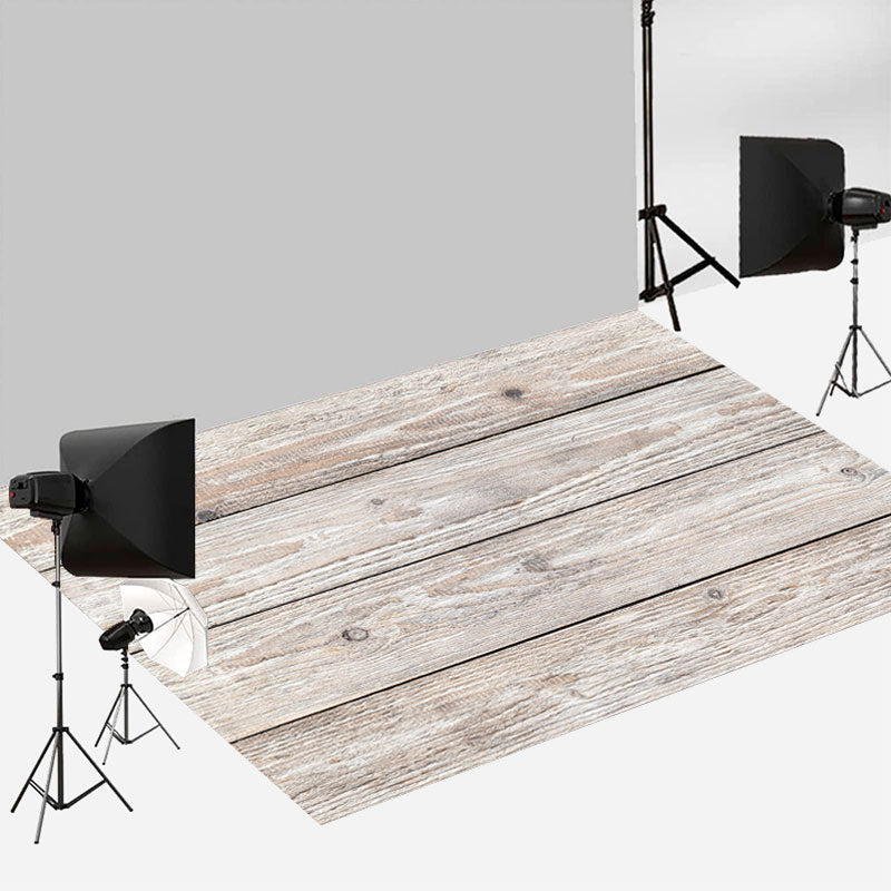 Aperturee - Old Light White Vintage Style Wood Rubber Floor Mat