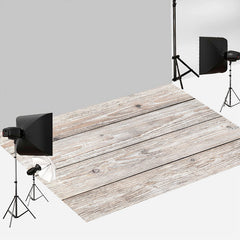 Aperturee - Old Light White Vintage Style Wood Rubber Floor Mat
