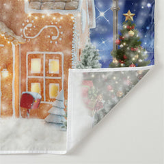 Aperturee - Orange Gingerbread House Snowy Eve Xmas Backdrop