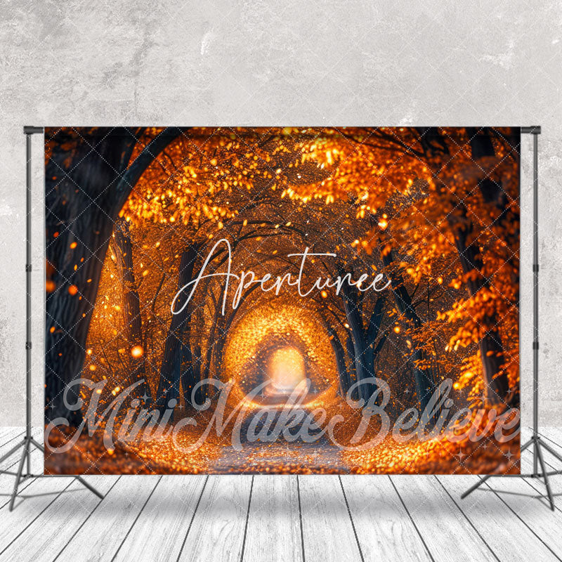 Aperturee - Orange Leaves Sunshine Street Autumn Photo Backdrop