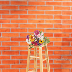 Aperturee - Orange Red Classic Brick Wall Photography Backdrop