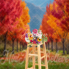 Aperturee - Orange Red Leaves Tree Autumn Backdrop For Photo