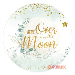 Aperturee - Over The Moon Golden Stars Baby Shower Backdrop