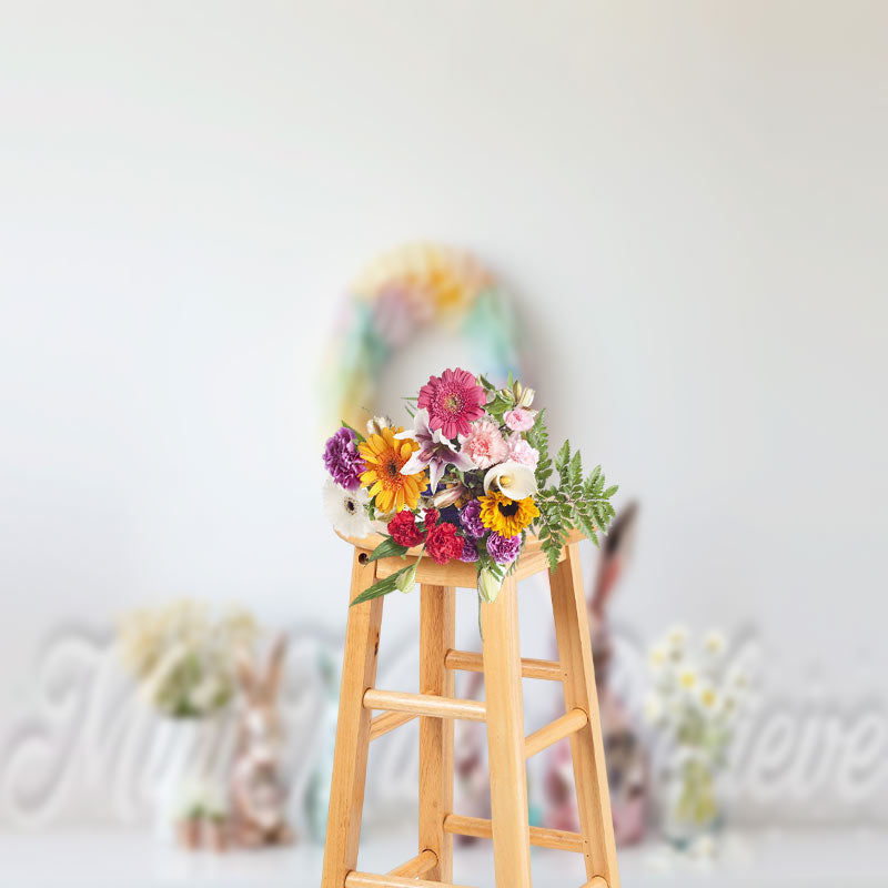 Aperturee - Paper Wreath Wall Cute Rabbit Crafts Floral Backdrop