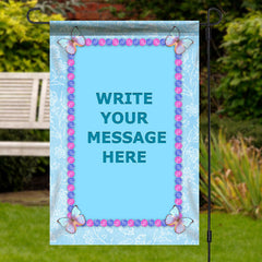 Aperturee - Personalized Blue Butterfly Hydrangea Garden Flag