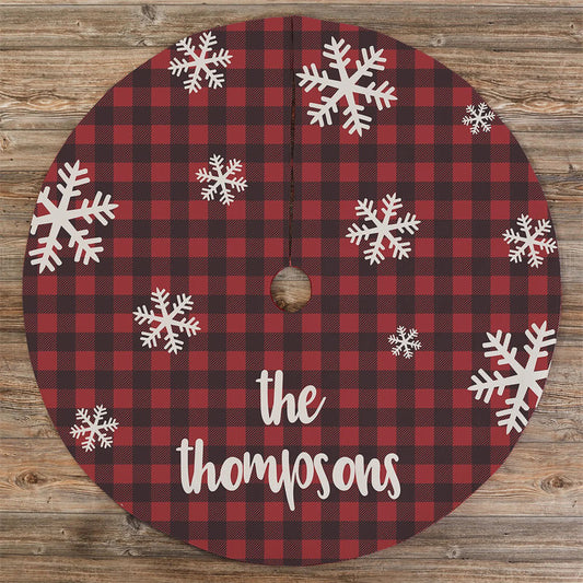 Aperturee - Personalized Cozy Buffalo Check Christmas Tree Skirt