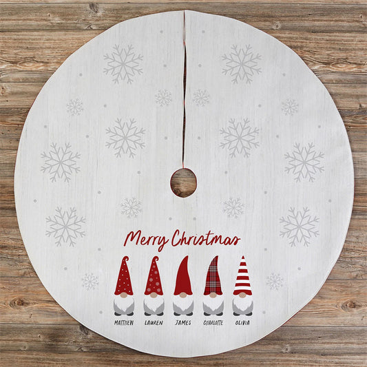 Aperturee - Personalized Gnome Family Christmas Tree Skirt