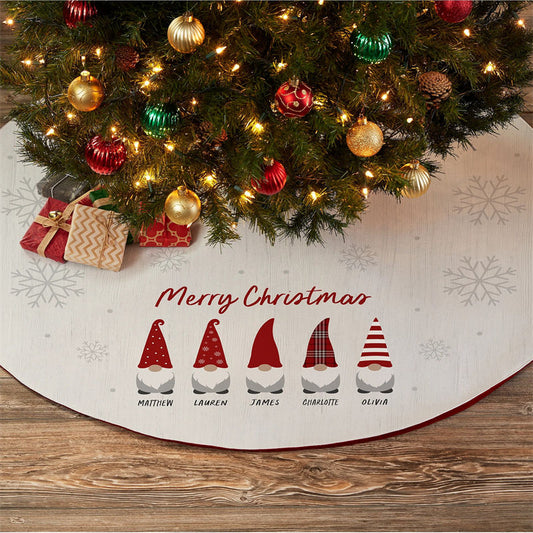 Aperturee - Personalized Gnome Family Christmas Tree Skirt