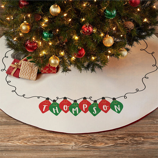 Aperturee - Personalized Holiday Lights Christmas Tree Skirt
