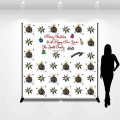 Aperturee - Personalized Name Ball Dots Merry Christmas Backdrop