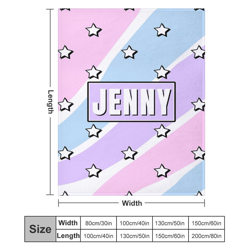 Aperturee - Personalized Name Candy Colorful Stars Girl Blanket