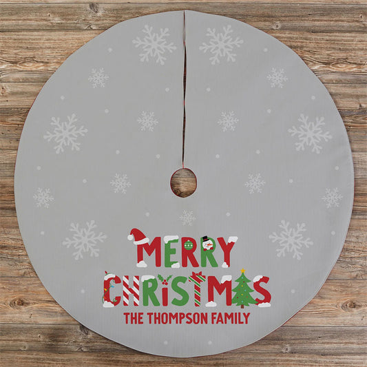 Aperturee - Personalized Name The Joys of Christmas Tree Skirt