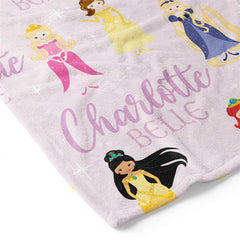 Lofaris Personalized Name Pink Princess Baby Girl Blanket