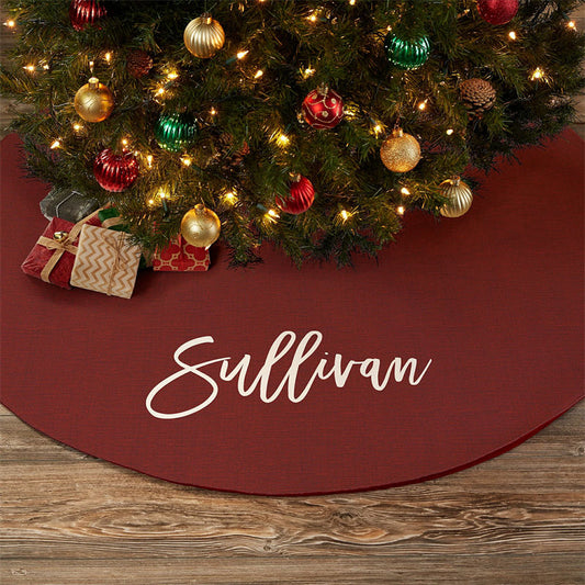 Aperturee - Personalized Name Scripty Christmas Tree Skirt