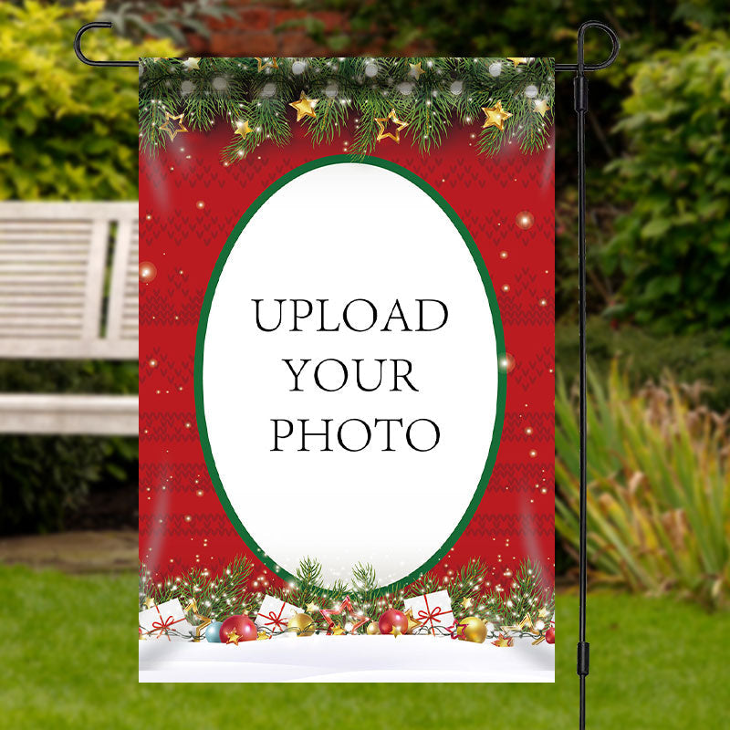 Aperturee - Personalized Photo Red Christmas Party Garden Flag