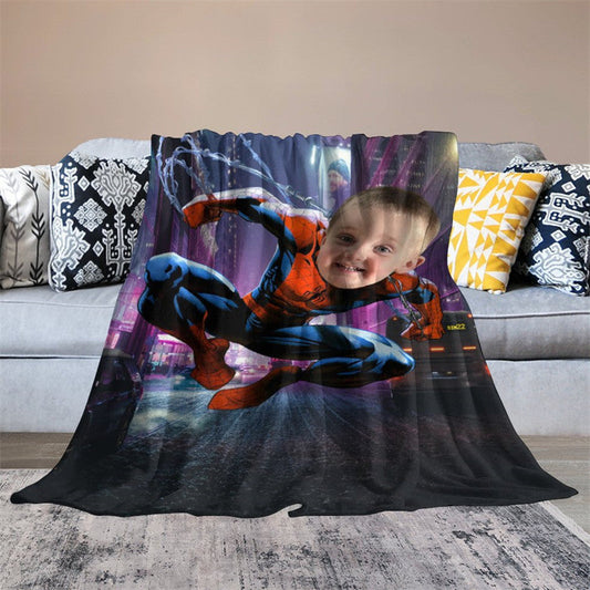 Aperturee - Personalized Photo Swing Hero Night City Blanket