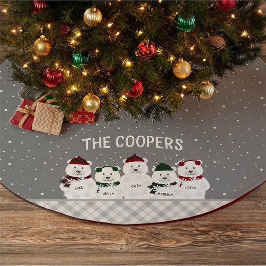 Aperturee - Personalized Polar Bear Family Christmas Tree Skirt