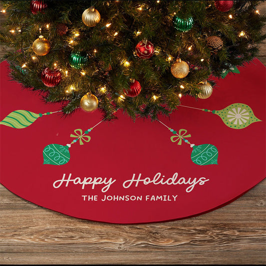 Aperturee - Personalized Retro Ornament Christmas Tree Skirt