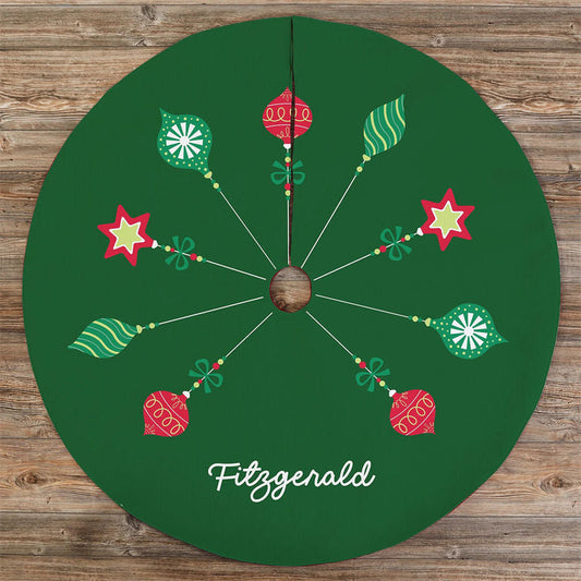Aperturee - Personalized Retro Ornament Christmas Tree Skirt
