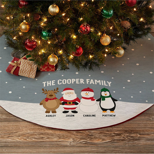 Aperturee - Personalized Santa and Friends Christmas Tree Skirt